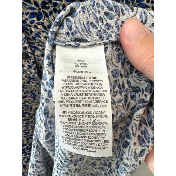 BODEN | Blue Floral Leaf Print Long Sleeve Button Down Blouse | Size 16 - Picture 6 of 6